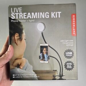 Kikkerland Live Streaming Kit 2 in 1 Phone‎ Holder LED Light USB Powered Clamp